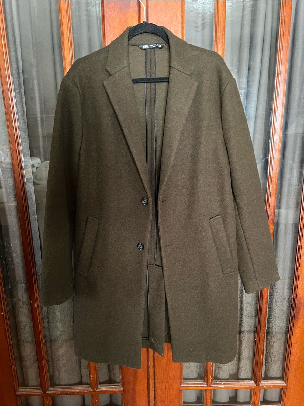 ZARA 4 Way Coat Olive Green Pea Coat Jacket